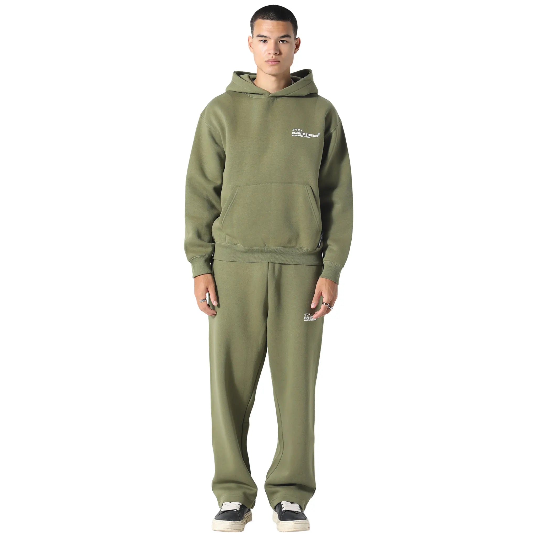 Model Front View of Irasuto Studios Koi Khaki Hoodie 5060615209743